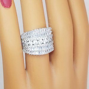 Fuzion Creation Diamante Sterling Cocktail Ring